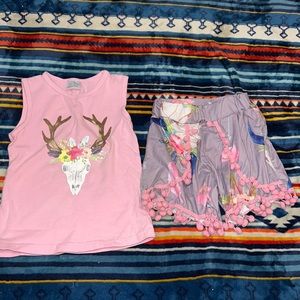 EUC boutique girls deer short set